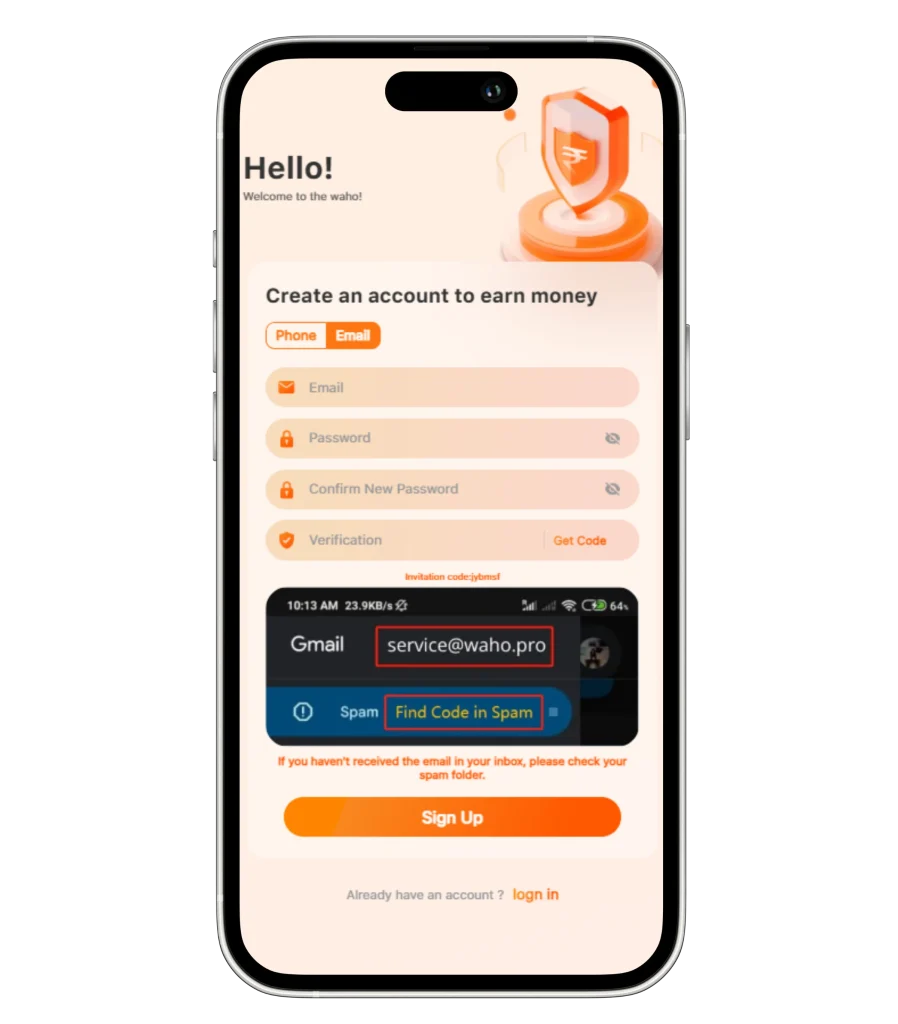 Waho app on iOS